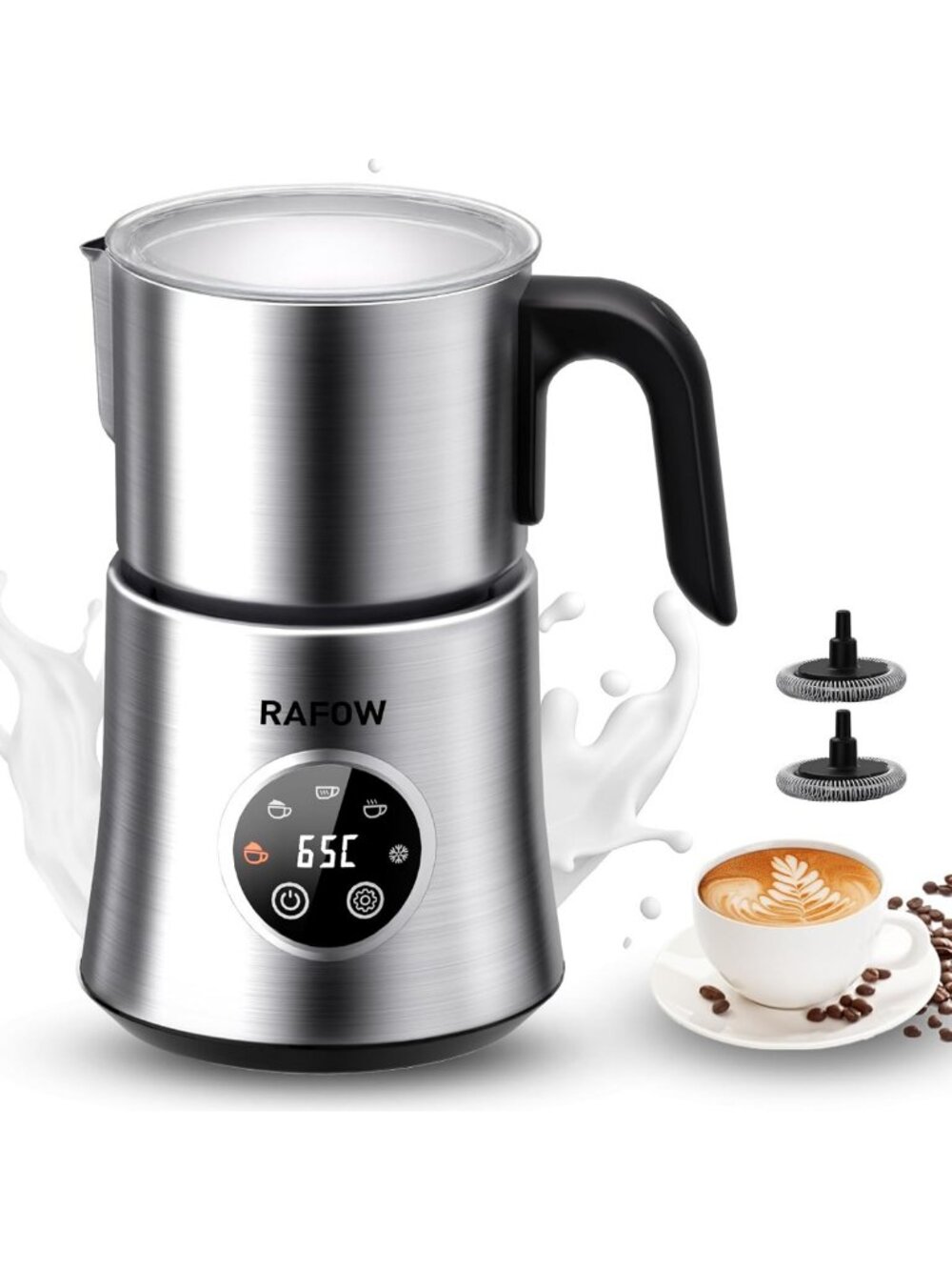 5-in-1 Electric Milk Frother & Steamer - 500ml Large Capacity for Lattes